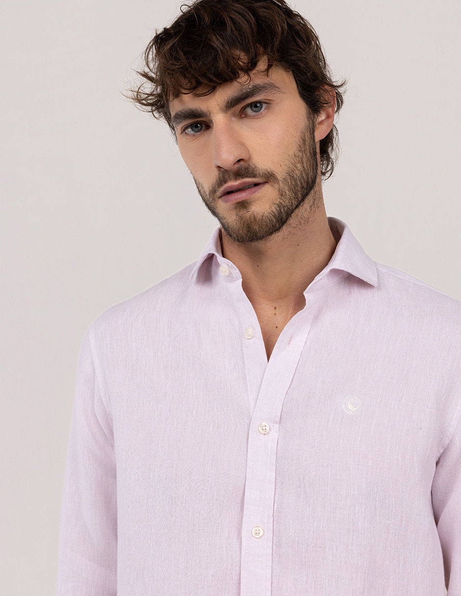 Camisa casual El Ganso de lino manga larga para hombre
