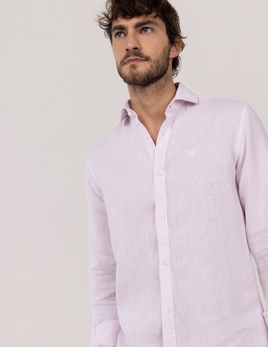 Camisa casual El Ganso de lino manga larga para hombre