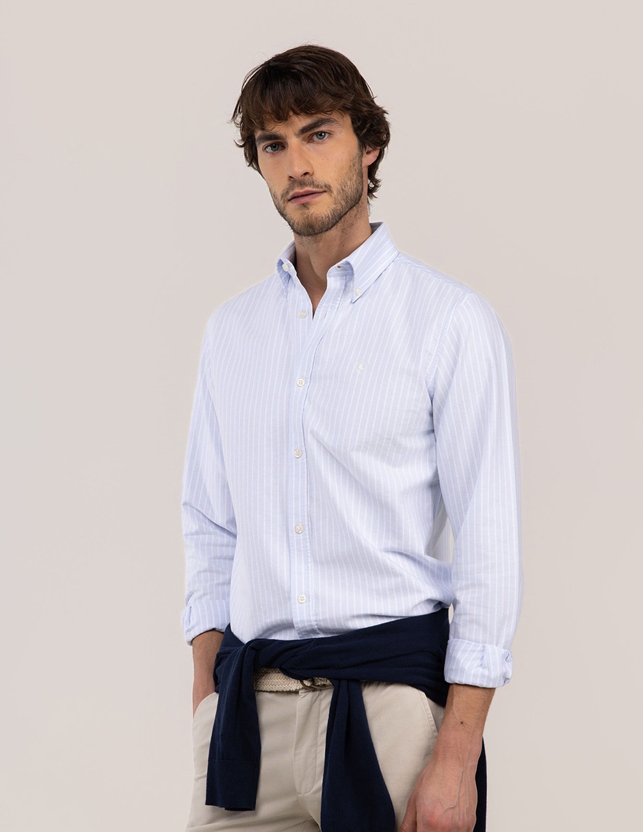 Camisa casual El Ganso de algodón manga larga para hombre