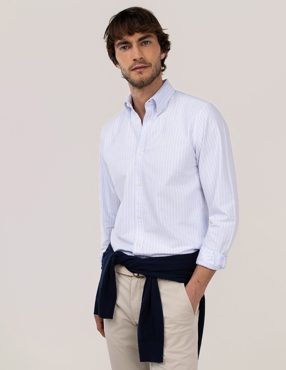 Camisa casual El Ganso de algodón manga larga para hombre