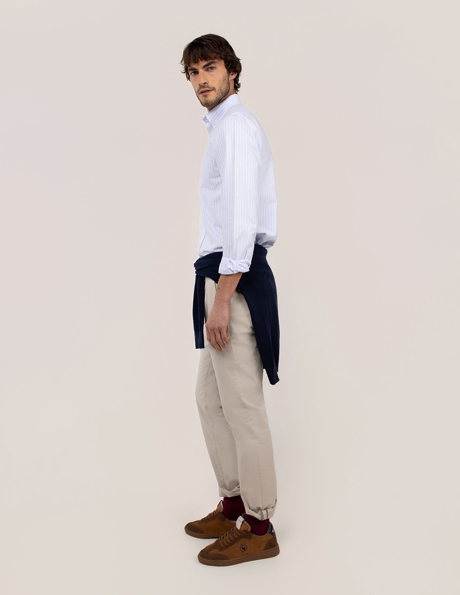 Camisa casual El Ganso de algodón manga larga para hombre