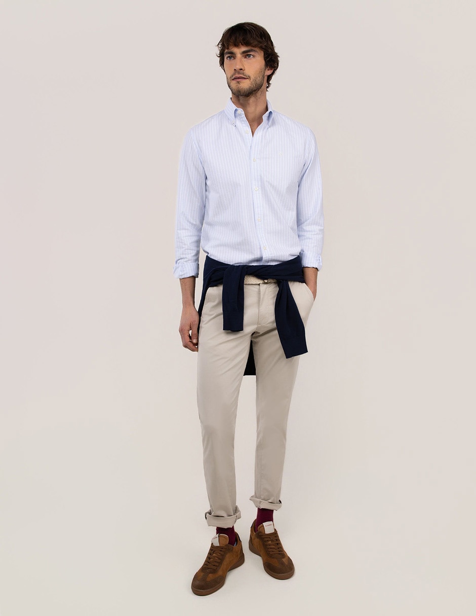 Camisa casual El Ganso de algodón manga larga para hombre
