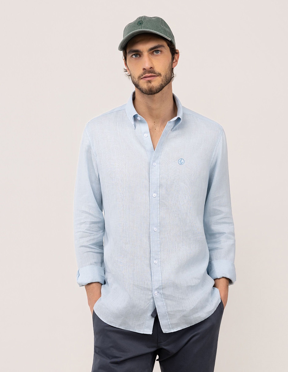 Camisa/sobrecamisa casual de lino manga larga para hombre Camisa/sobrecamisa casual de lino manga larga para hombre