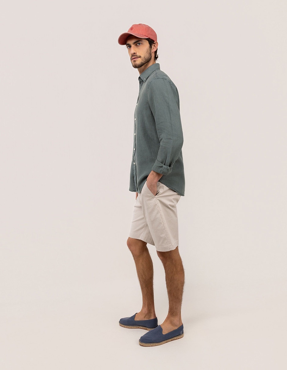 Camisa de lino manga larga para hombre 2