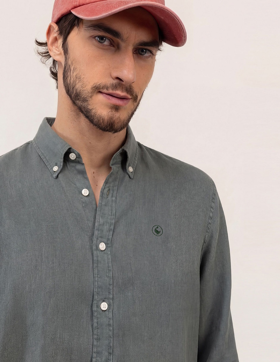 Camisa de lino manga larga para hombre 3