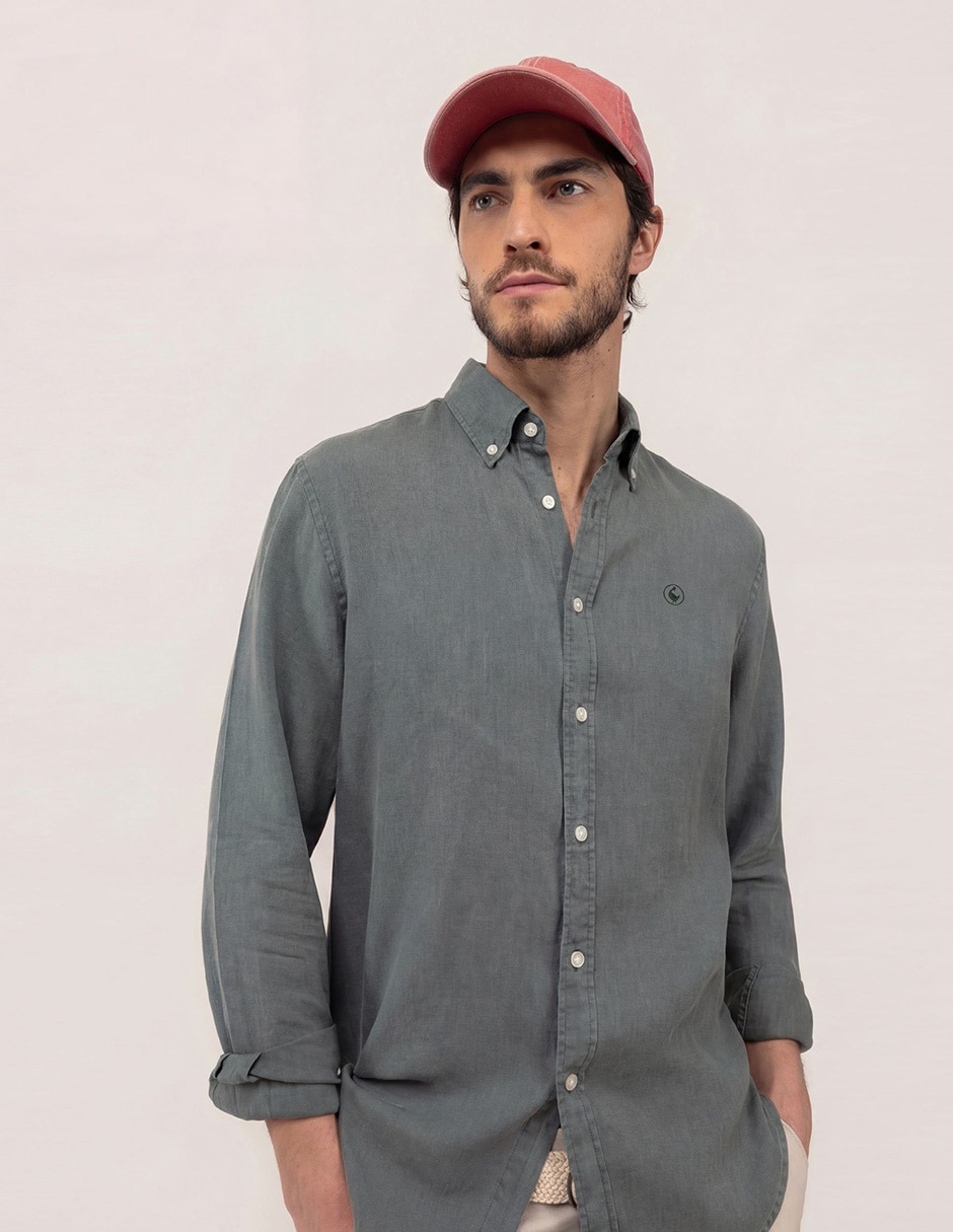 Camisa de lino manga larga para hombre 4