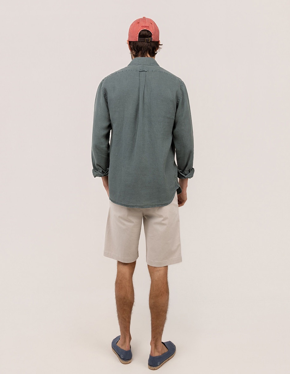 Camisa de lino manga larga para hombre 5