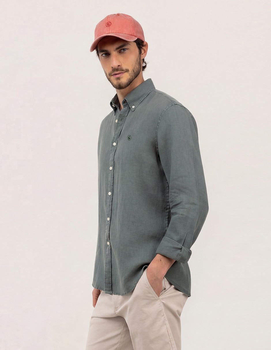 Camisa de lino manga larga para hombre 6