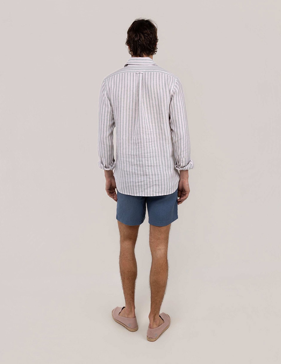 Camisa/sobrecamisa casual de lino manga larga para hombre 6