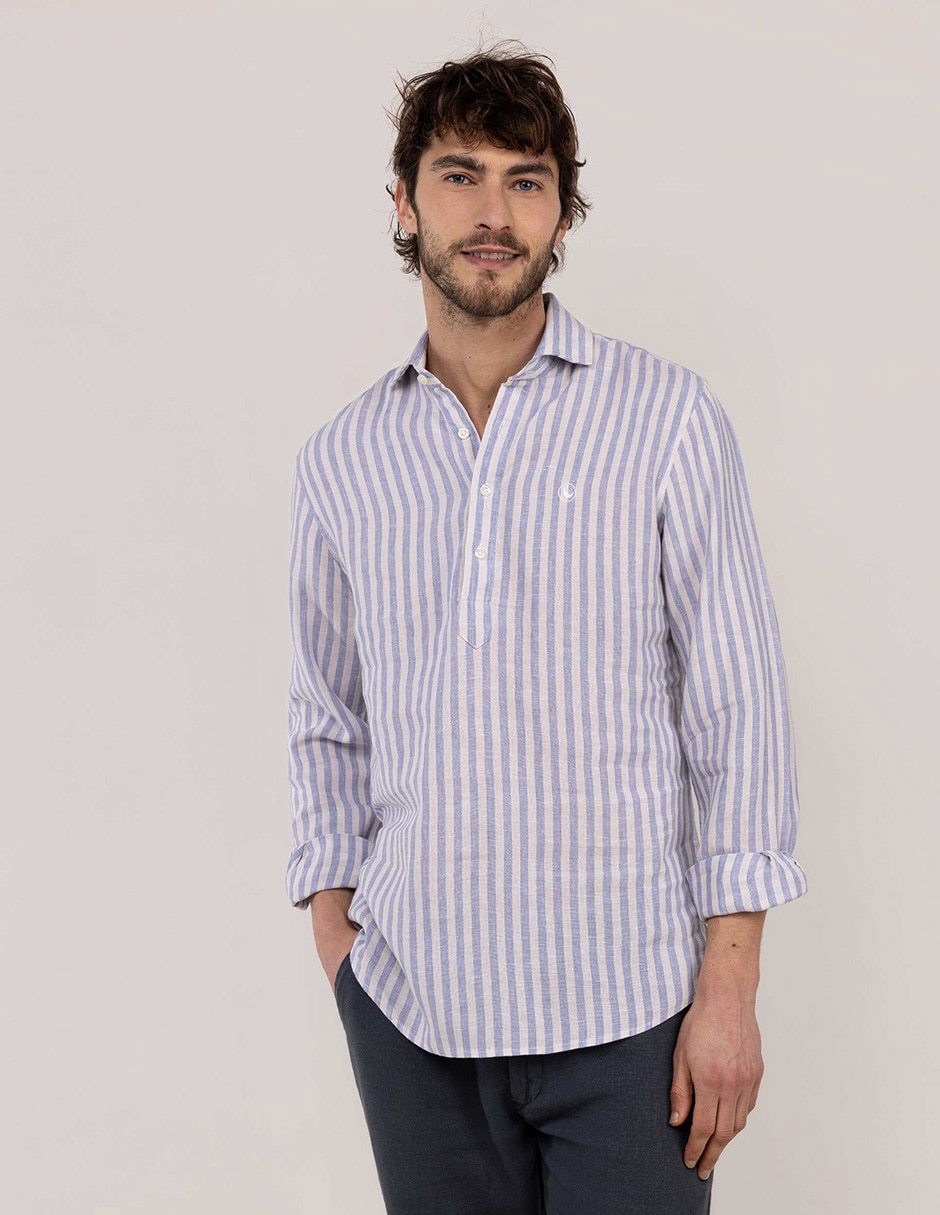 Camisa/sobrecamisa casual de lino manga larga para hombre Camisa/sobrecamisa casual de lino manga larga para hombre