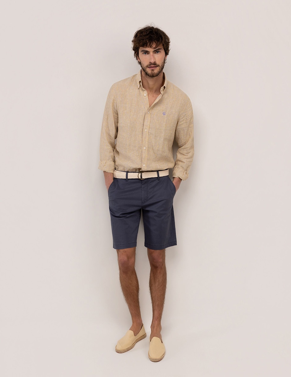 Camisa casual El Ganso de lino manga larga para hombre