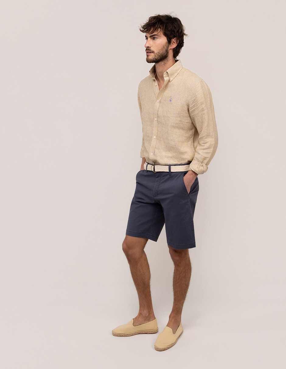 Camisa casual El Ganso de lino manga larga para hombre