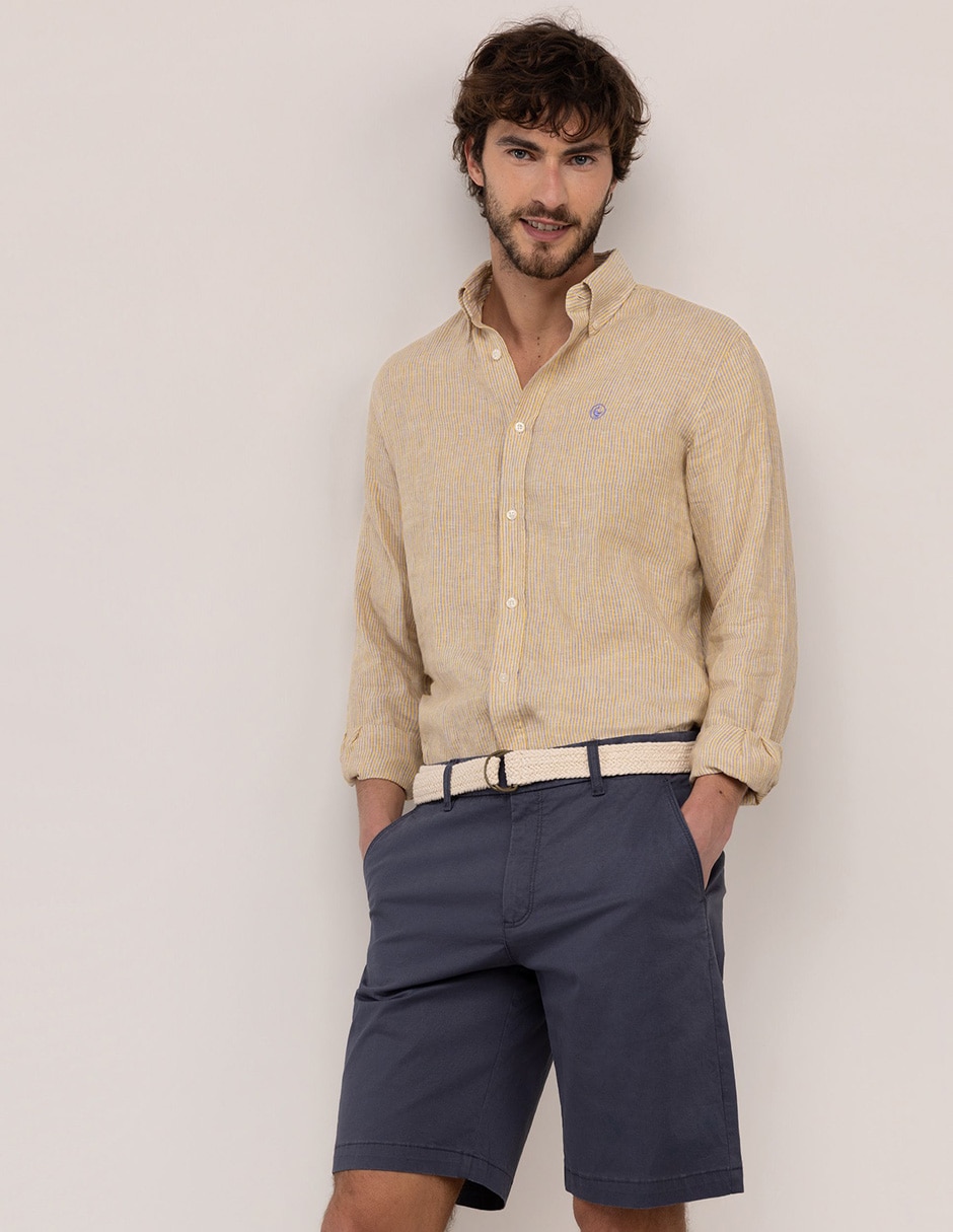 Camisa casual El Ganso de lino manga larga para hombre