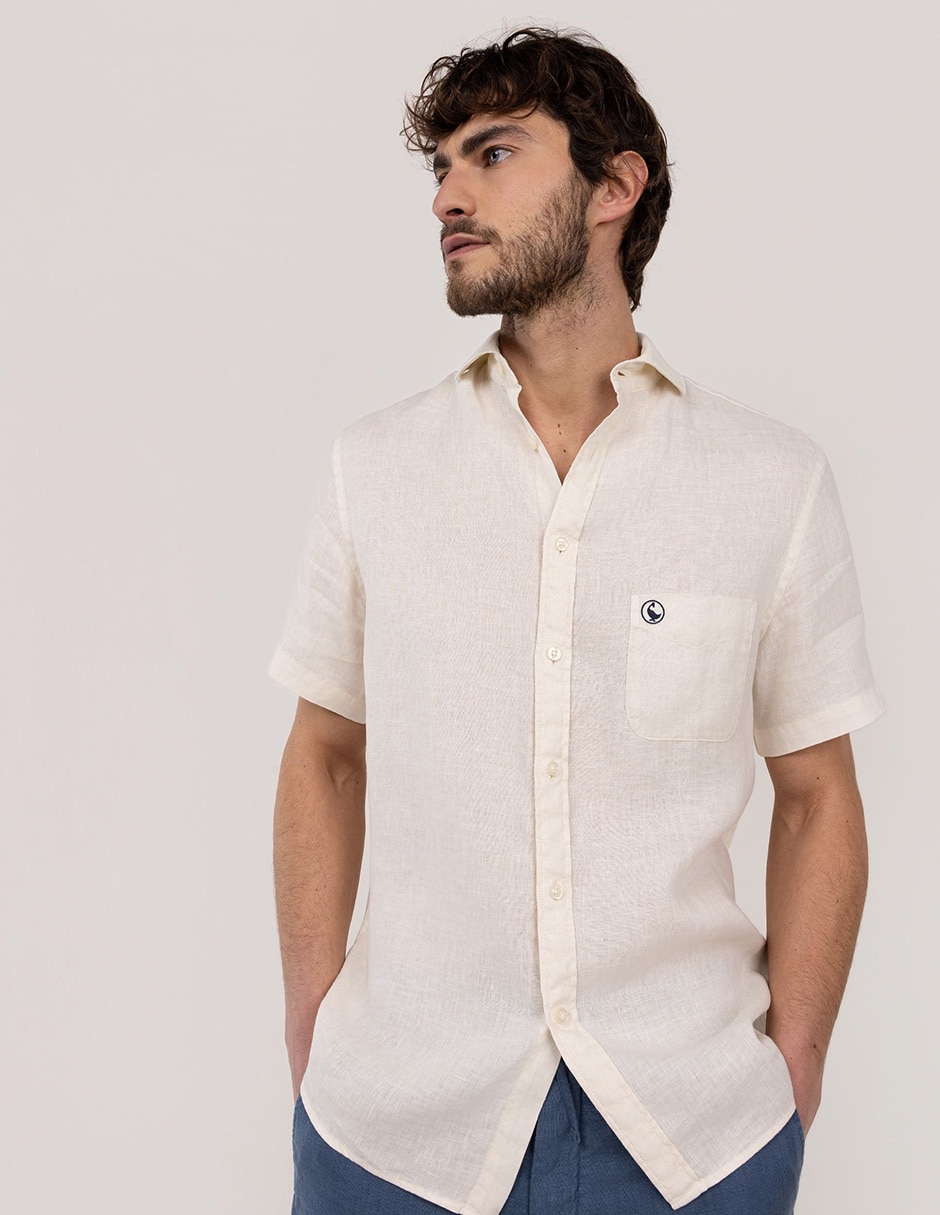 Camisa de lino manga corta para hombre 2