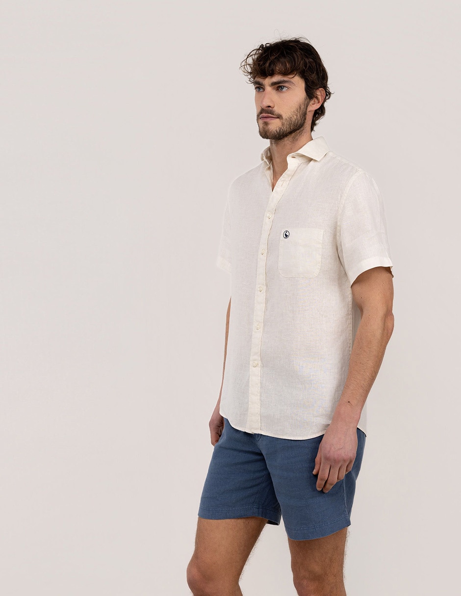 Camisa de lino manga corta para hombre 3