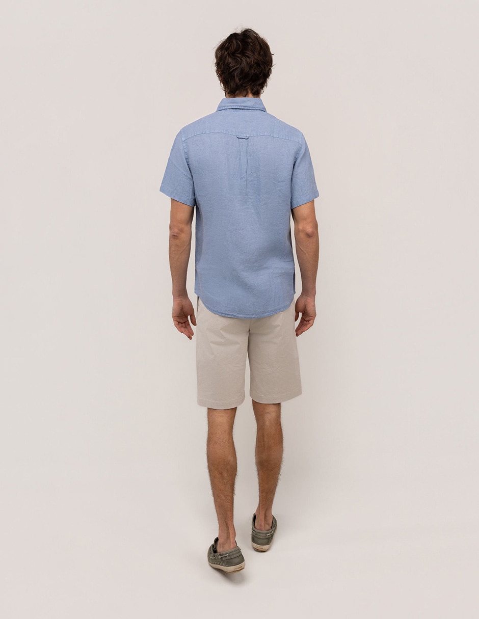 Camisa casual de lino manga corta para hombre 3
