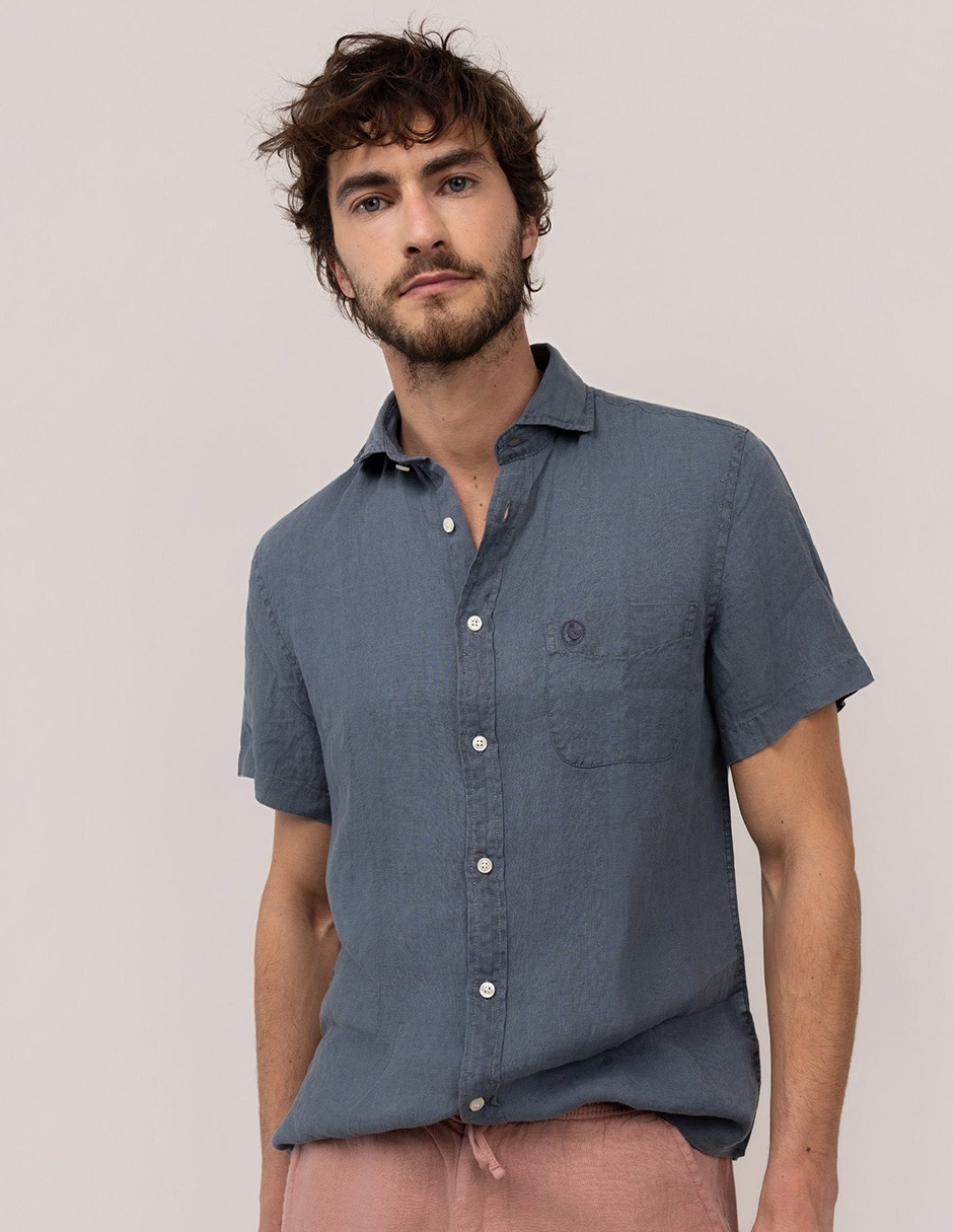 Camisa casual El Ganso de lino manga corta para hombre