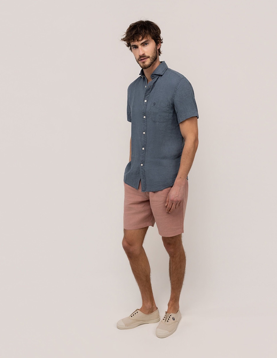 Camisa casual El Ganso de lino manga corta para hombre