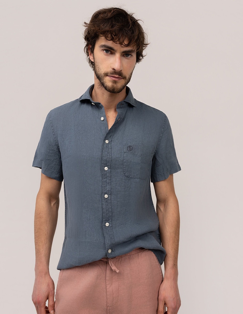 Camisa casual El Ganso de lino manga corta para hombre