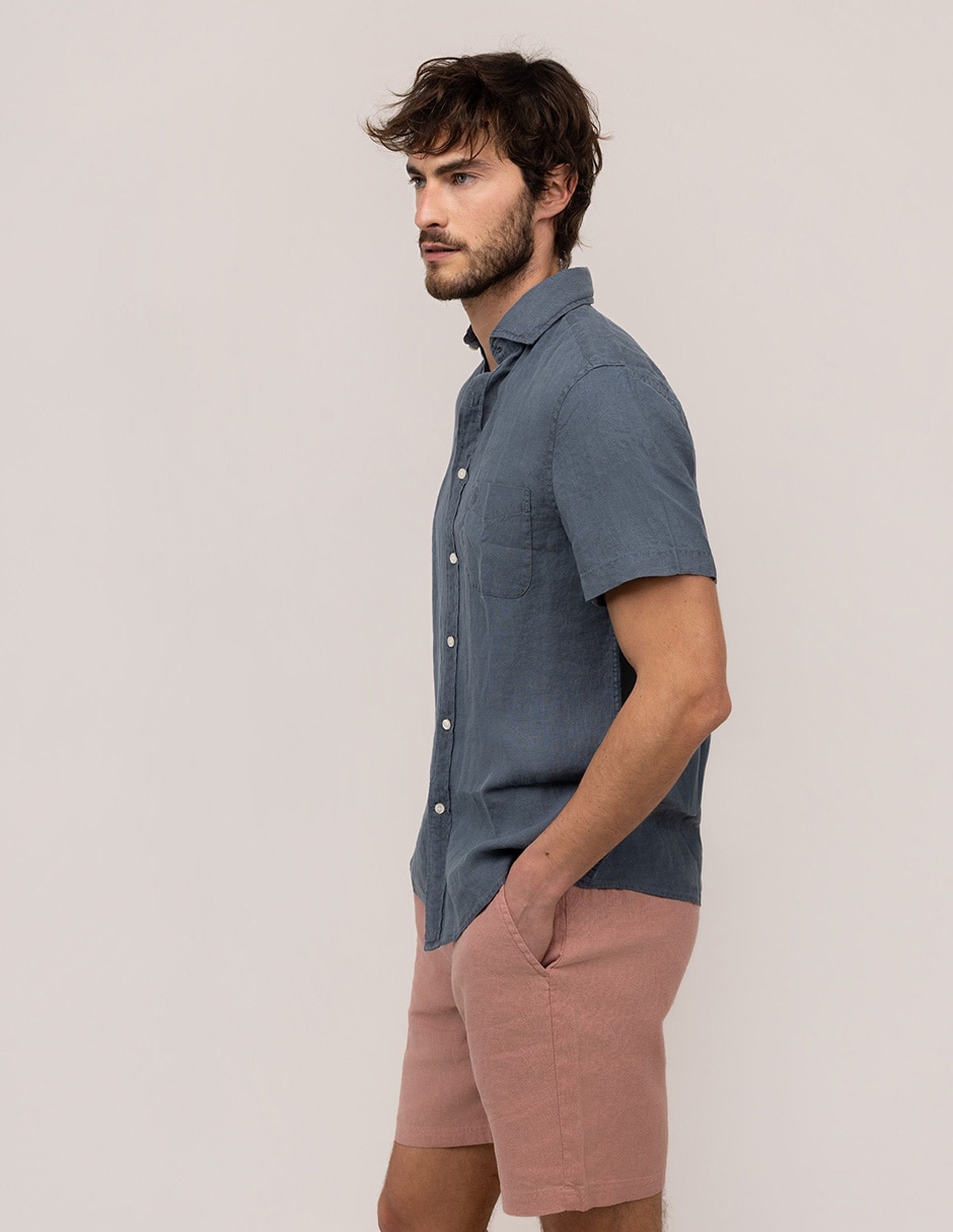 Camisa casual El Ganso de lino manga corta para hombre