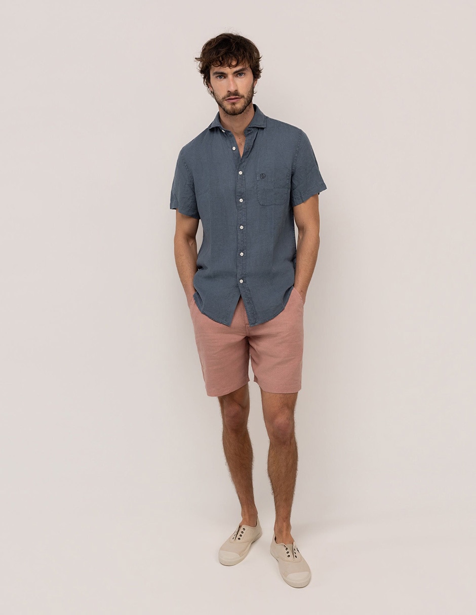 Camisa casual El Ganso de lino manga corta para hombre