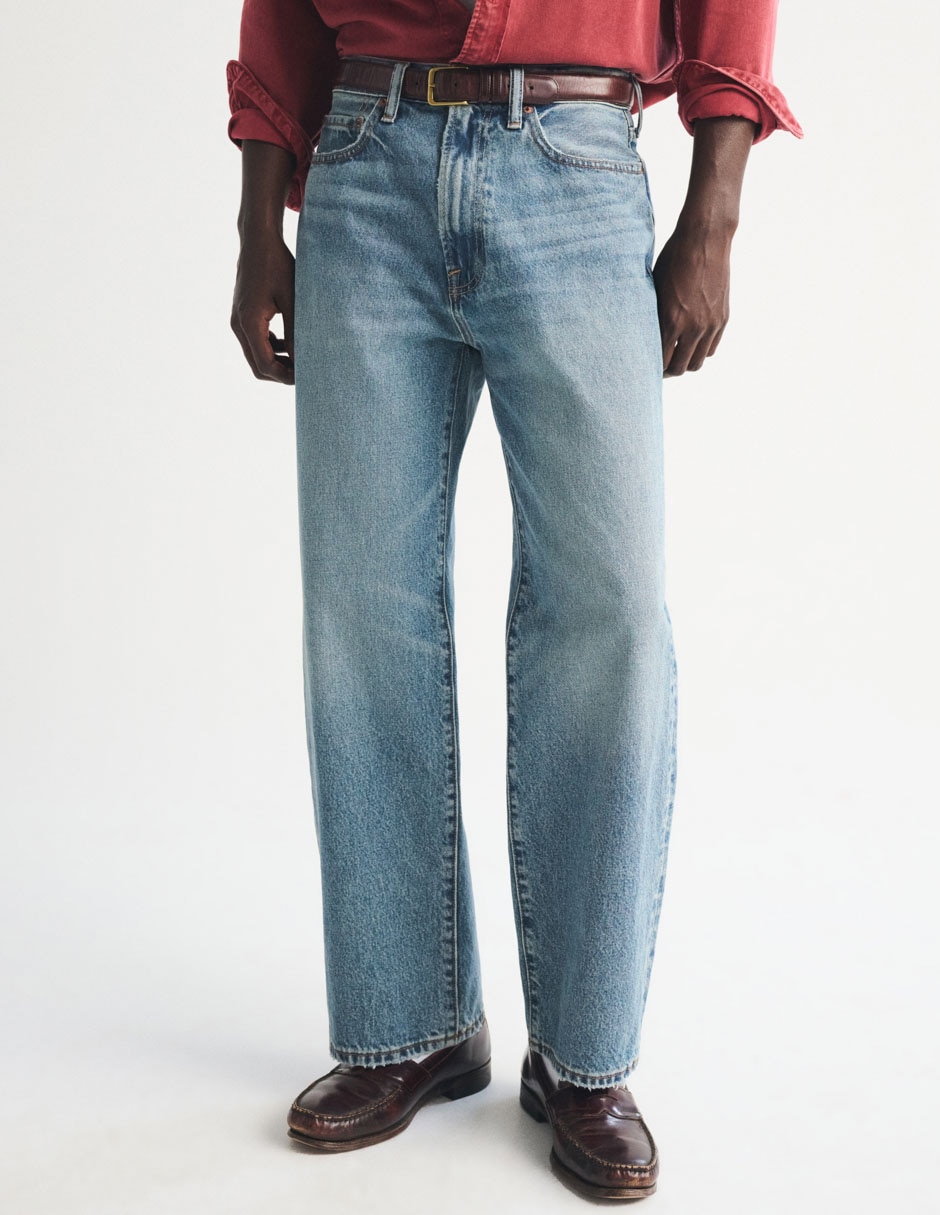 Jeans regular lavado claro para hombre 5