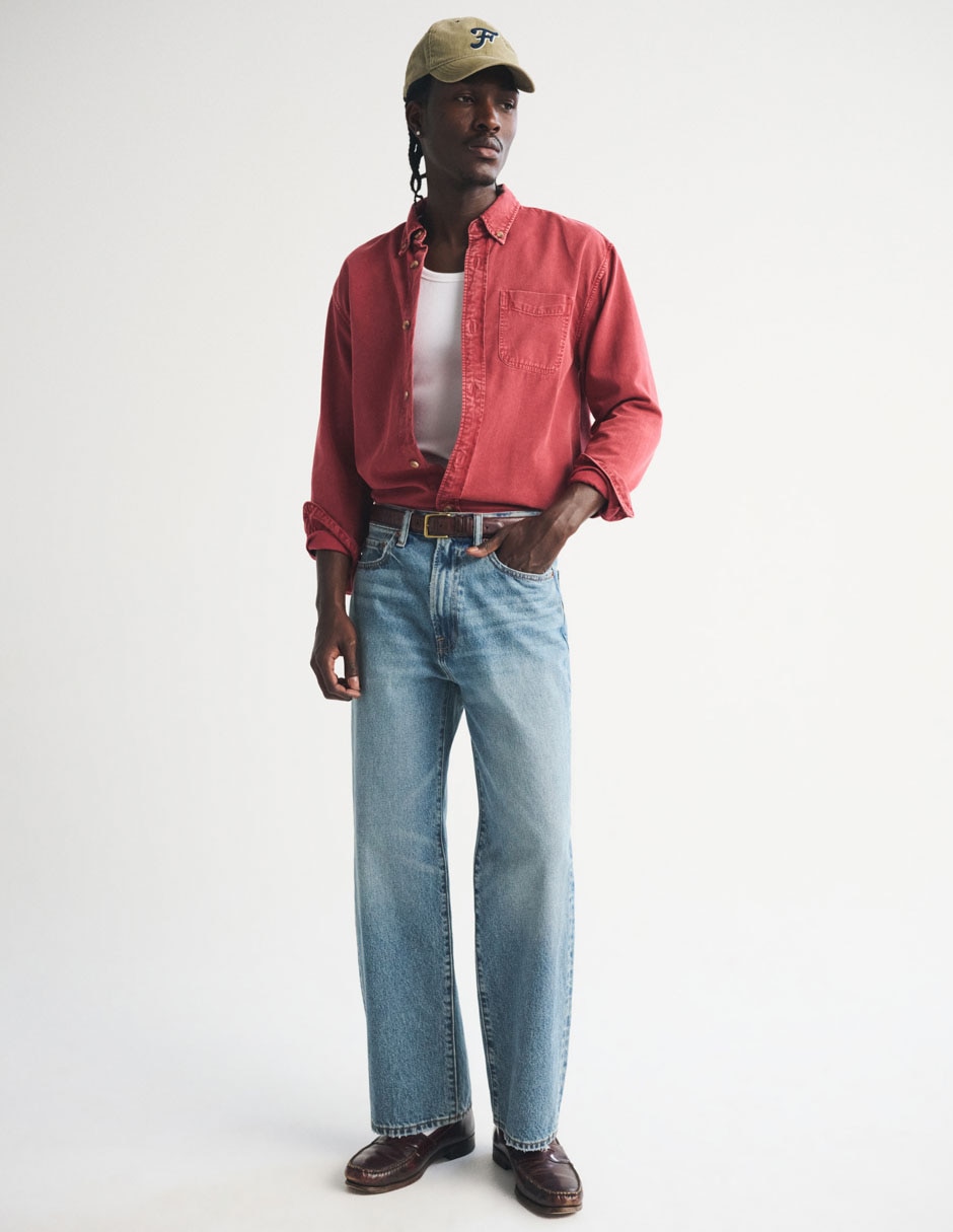 Jeans regular lavado claro para hombre 7