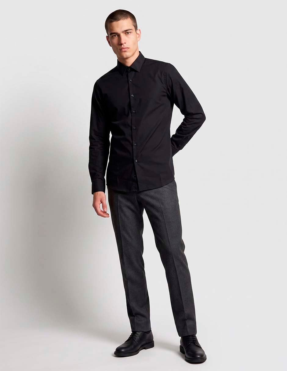 Camisa casual de algodón manga larga para hombre Camisa casual de algodón manga larga para hombre