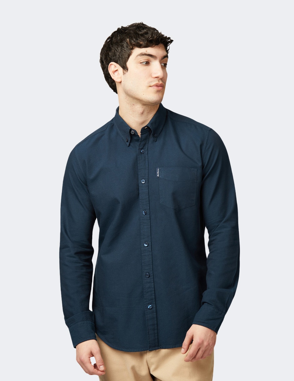 Camisa casual de algodón manga larga para hombre