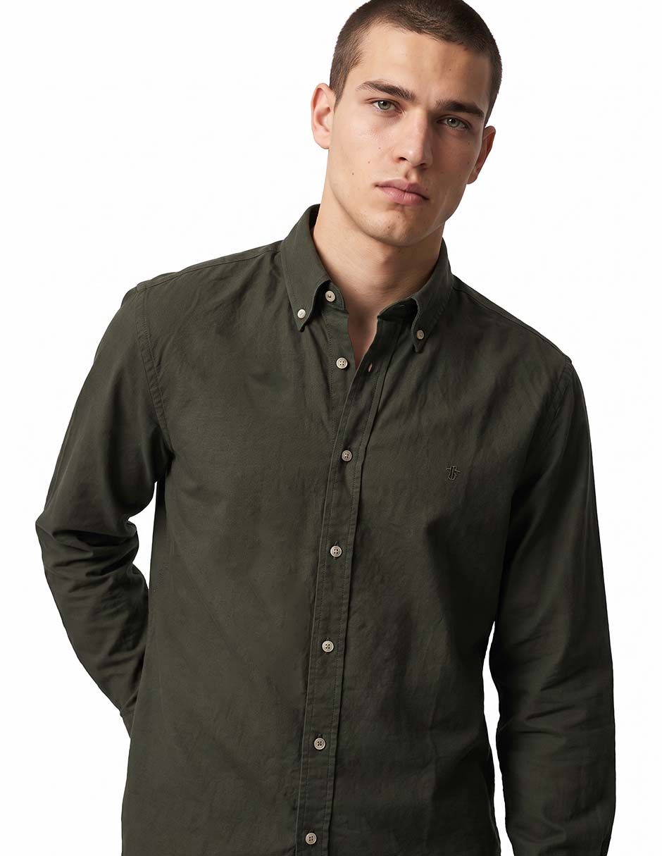Camisa casual de algodón manga larga para hombre 2