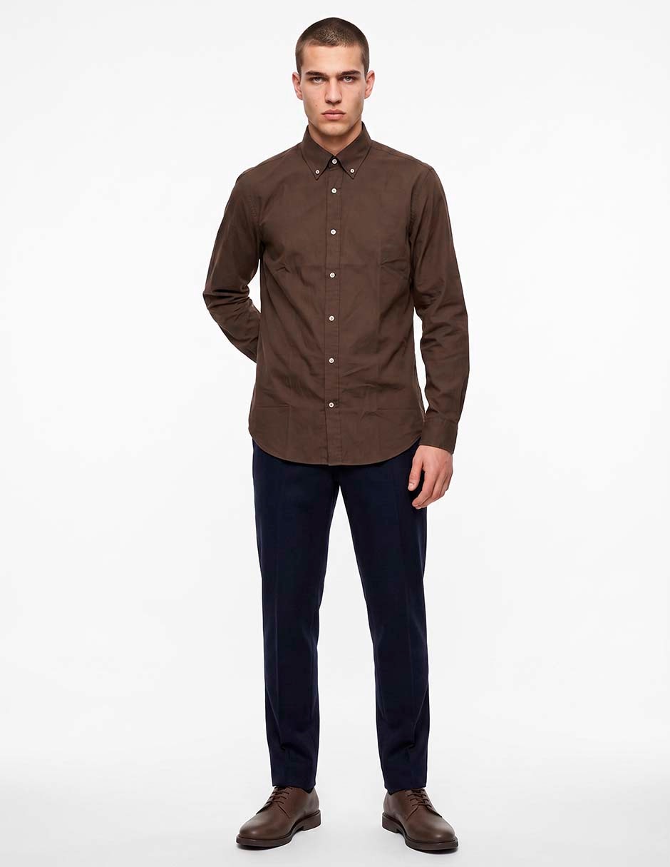 Camisa casual de algodón manga larga para hombre Camisa casual de algodón manga larga para hombre
