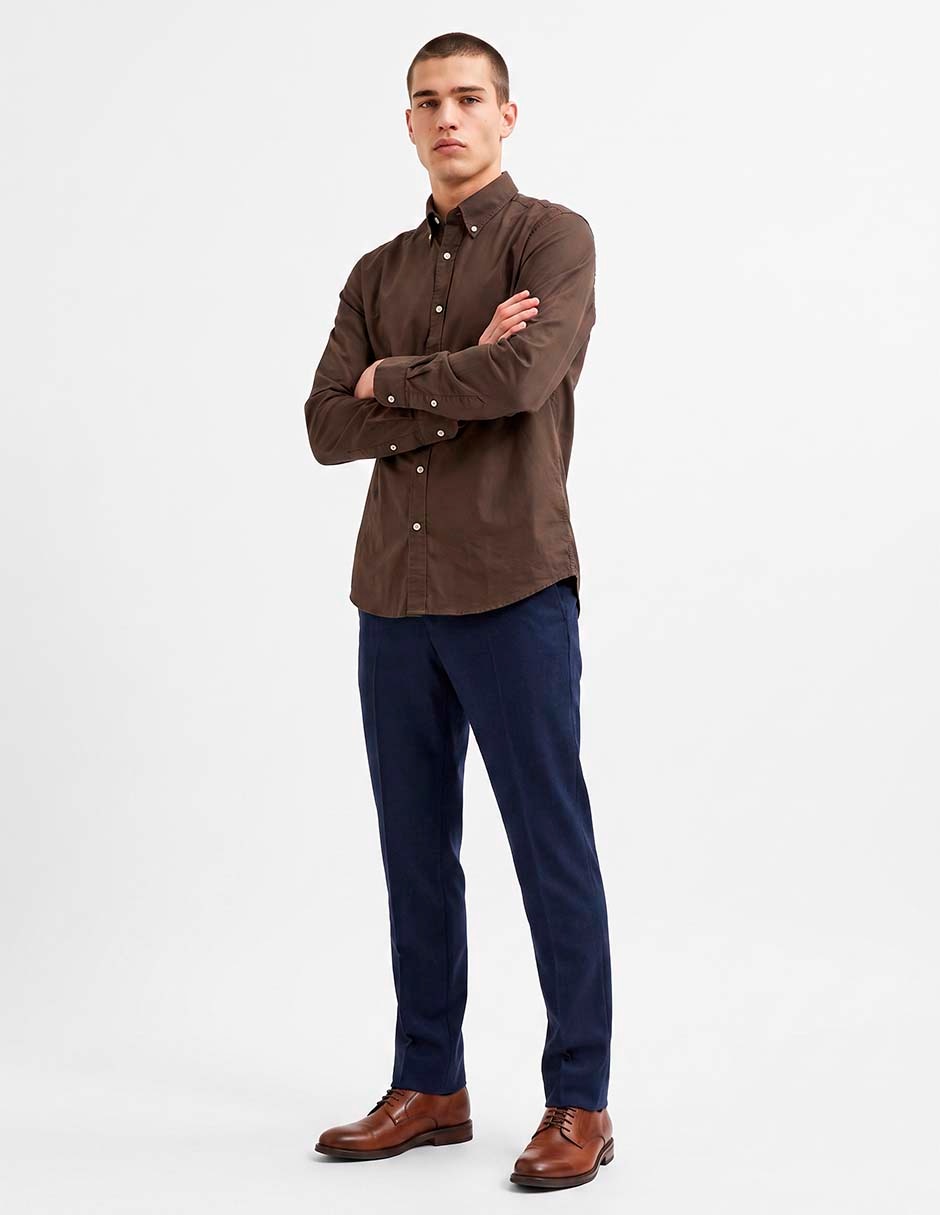 Camisa casual de algodón manga larga para hombre 7