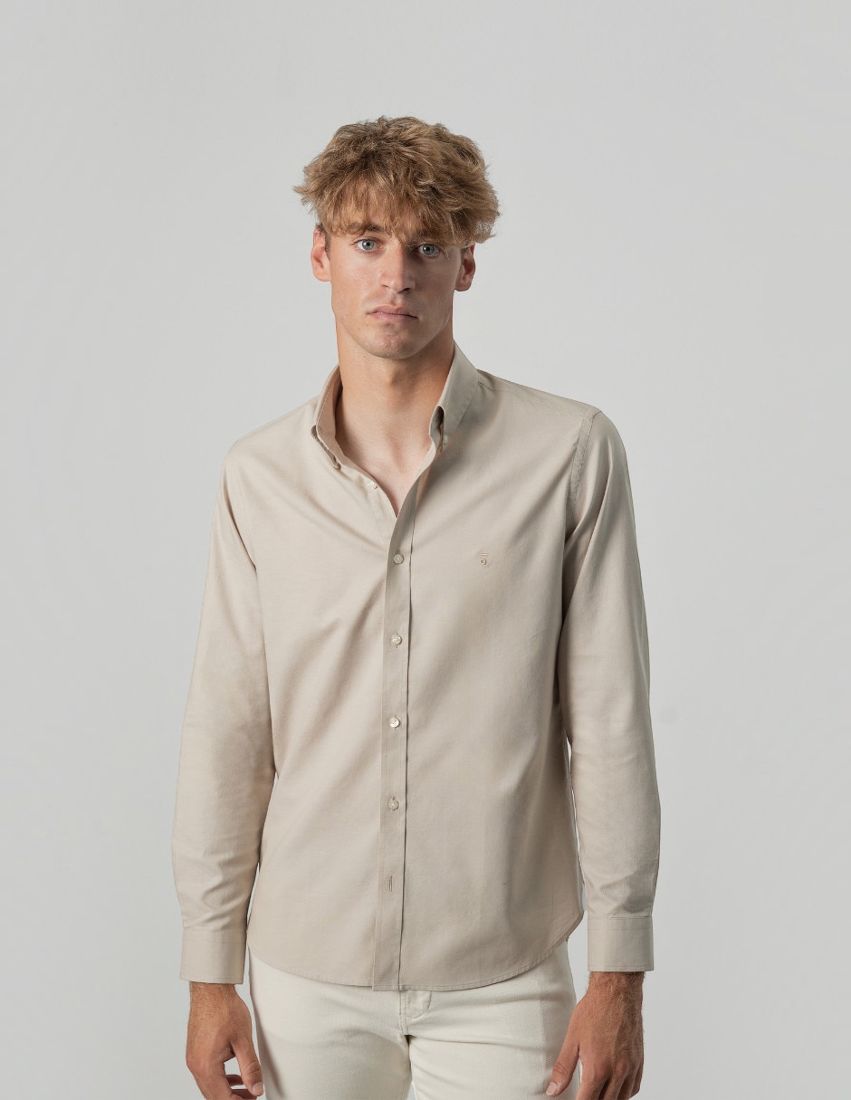Camisa casual de algodón manga larga para hombre