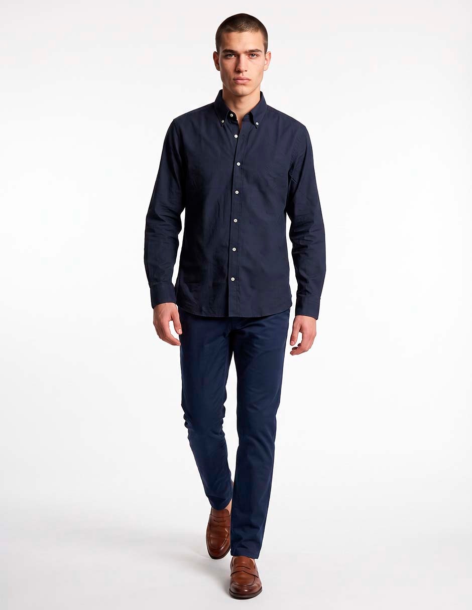 Camisa casual de algodón manga larga para hombre 7