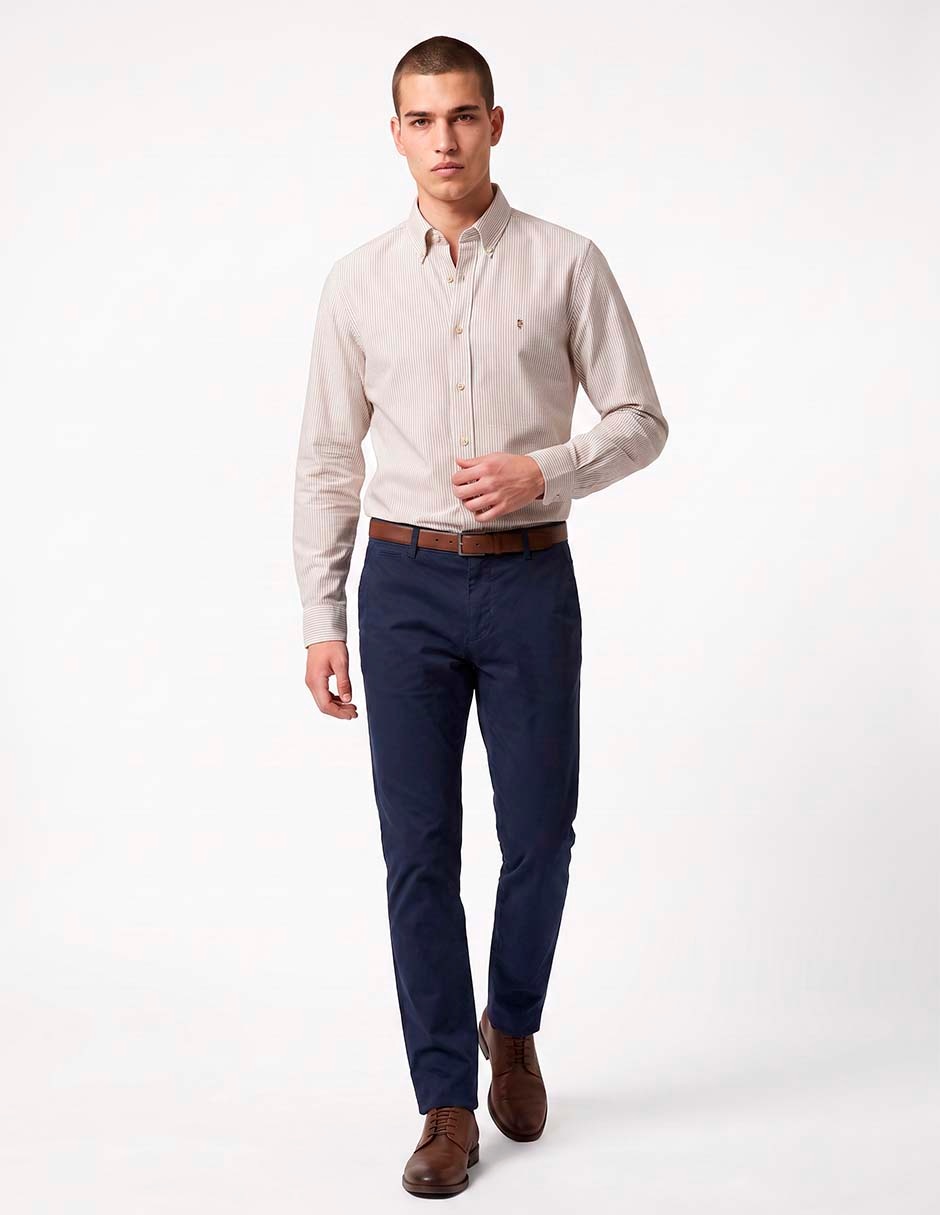 Camisa casual de algodón manga larga para hombre