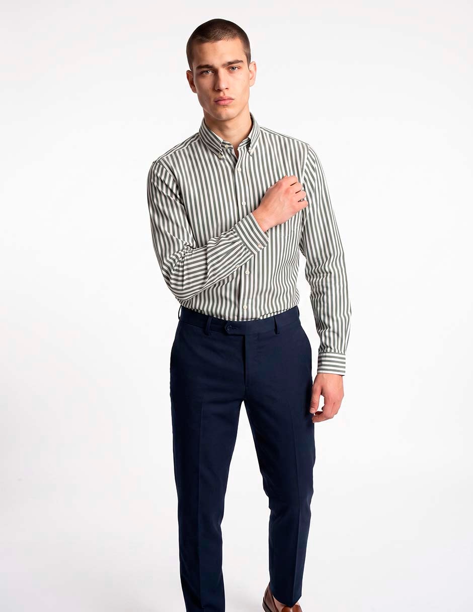Camisa casual de algodón manga larga para hombre 7