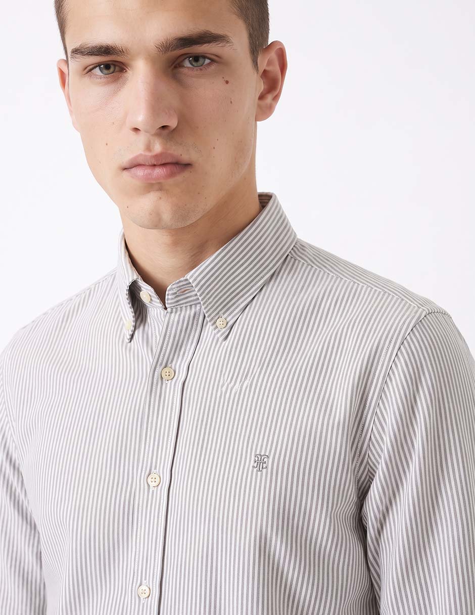 Camisa casual de algodón manga larga para hombre