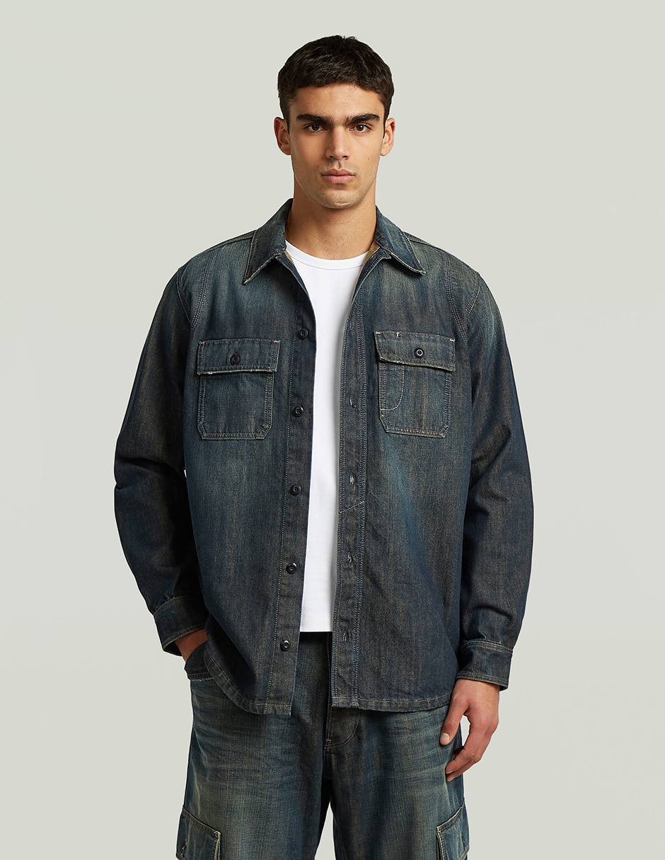 Sobrecamisa casual de algodón manga larga para hombre Sobrecamisa casual de algodón manga larga para hombre