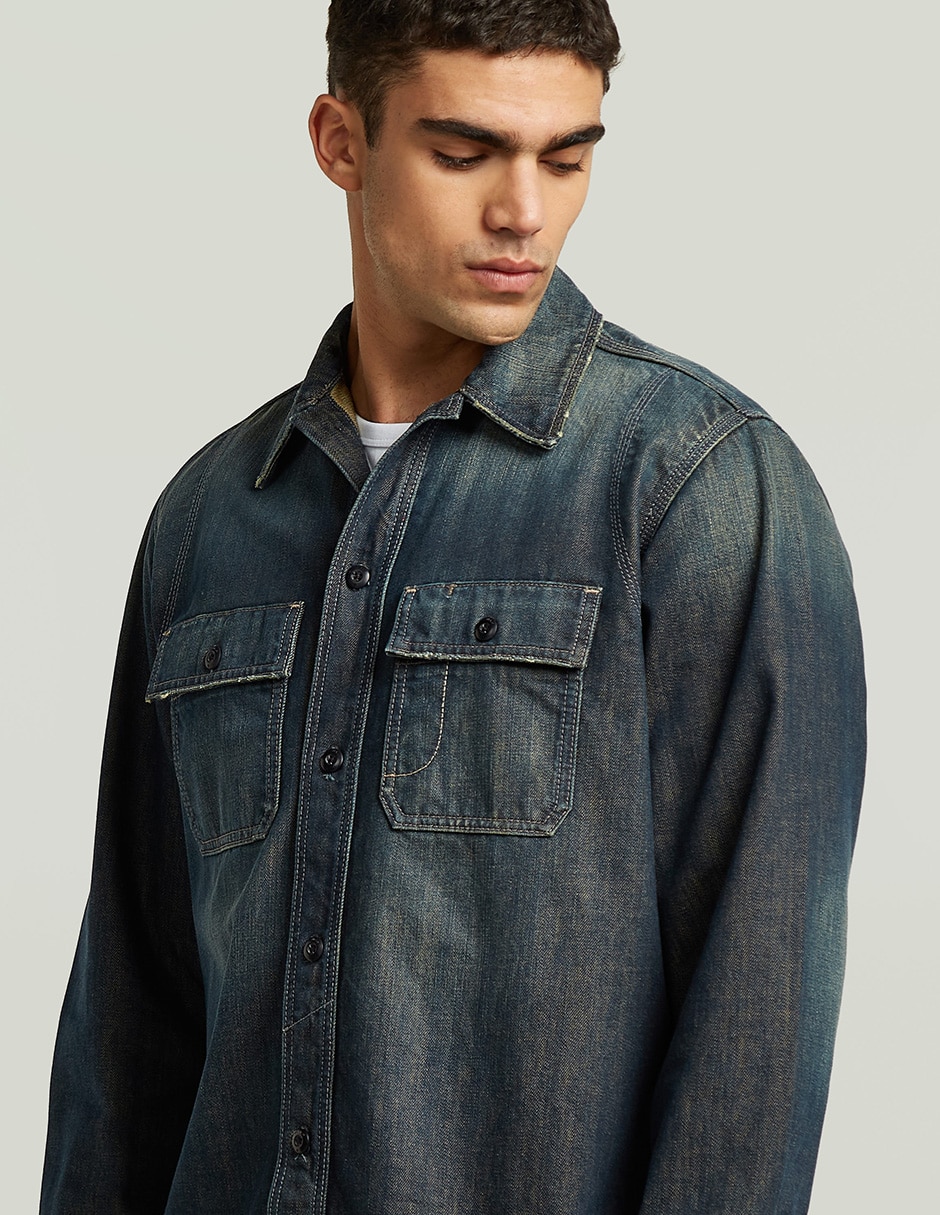Sobrecamisa casual de algodón manga larga para hombre 2