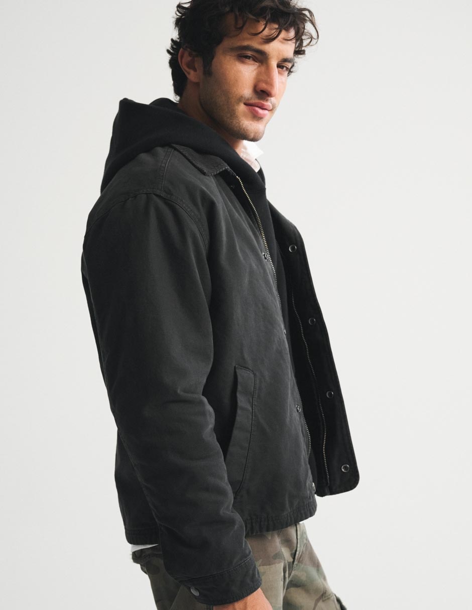 Chamarra cazadora de algodón con bolsillos para hombre 7