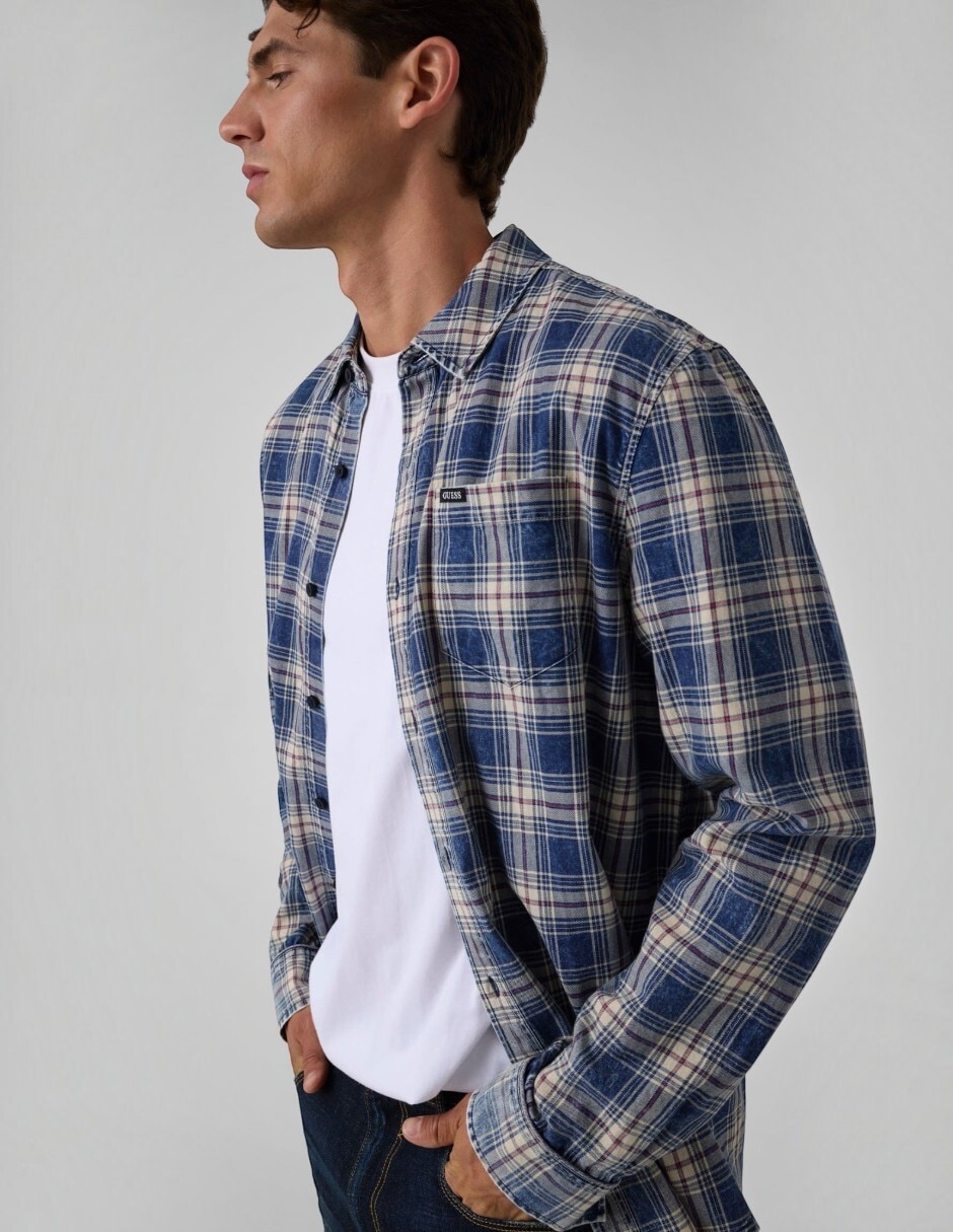 Camisa casual fa26 de algodón manga larga para hombre 4
