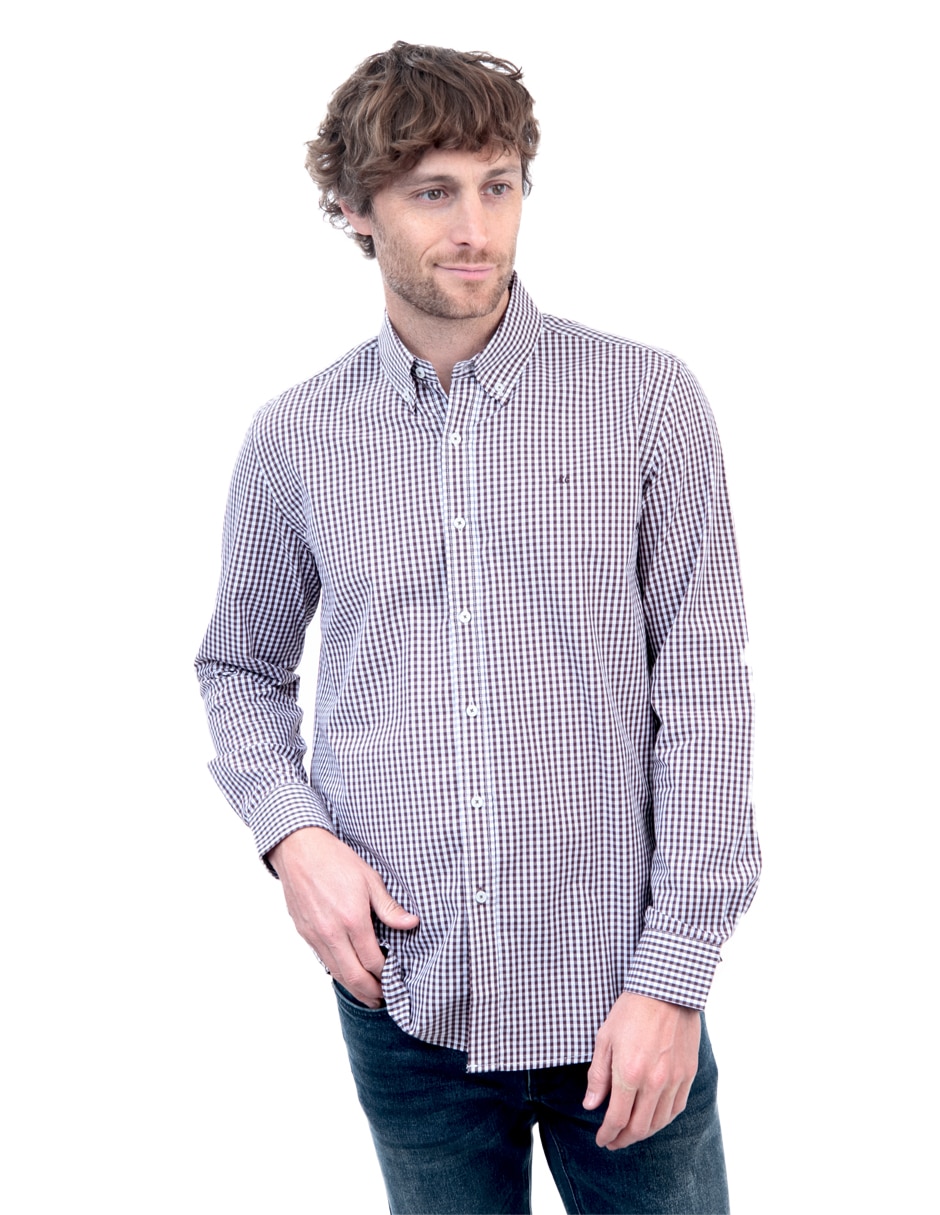 Camisa casual de algodón manga larga para hombre