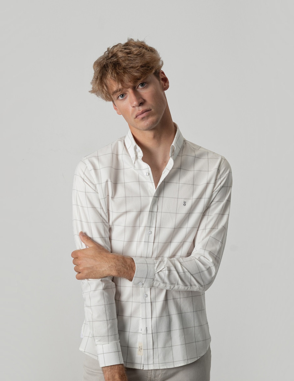 Camisa casual de algodón manga larga para hombre Camisa casual de algodón manga larga para hombre