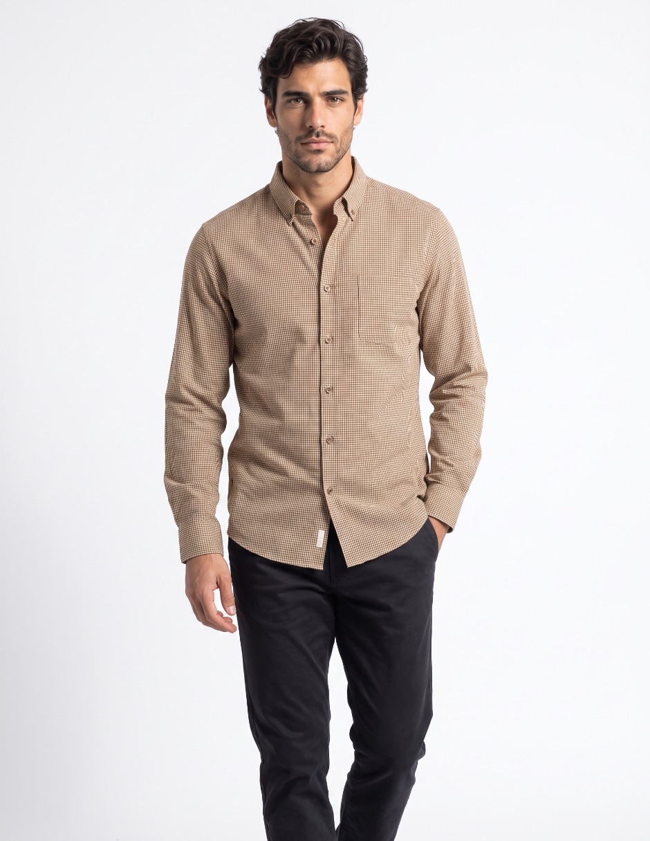 Camisa casual de algodón manga larga para hombre