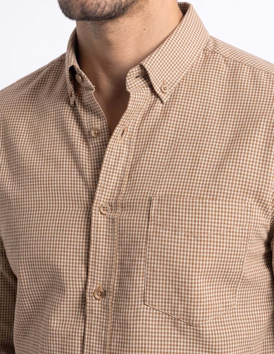 Camisa casual de algodón manga larga para hombre 4