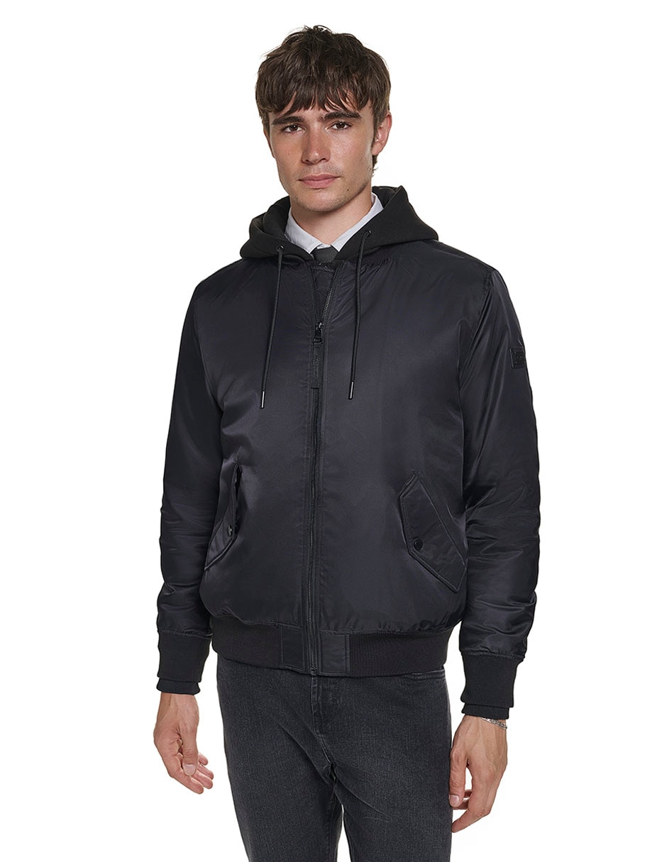 Chamarra bomber con capucha para hombre