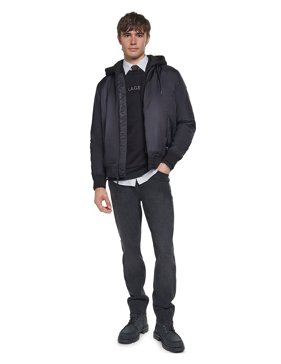 Chamarra bomber con capucha para hombre 4