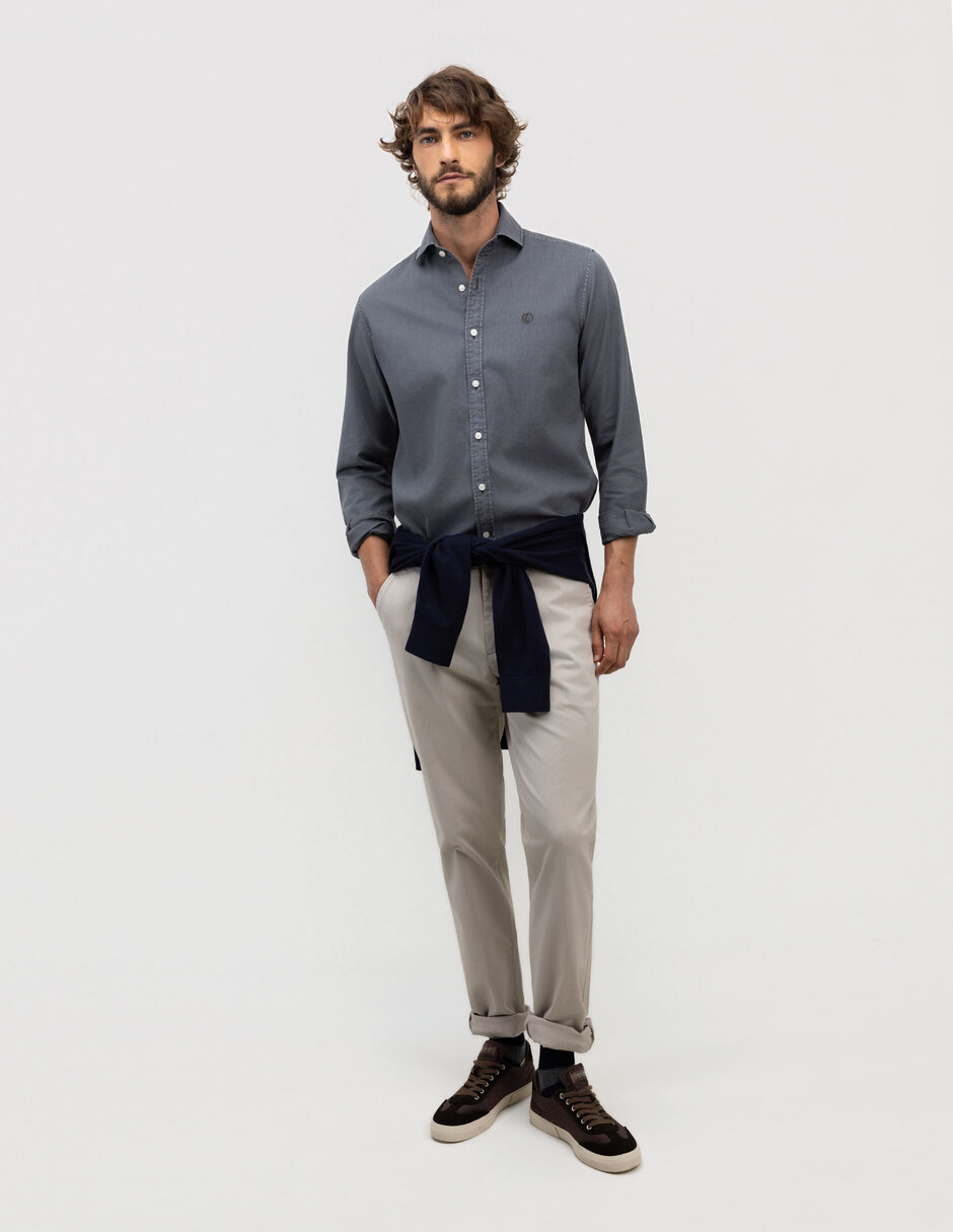 Camisa casual manga larga para hombre 4
