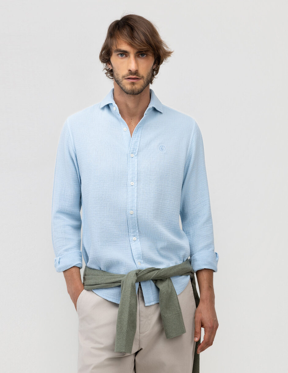 Camisa casual de algodón manga larga para hombre 1