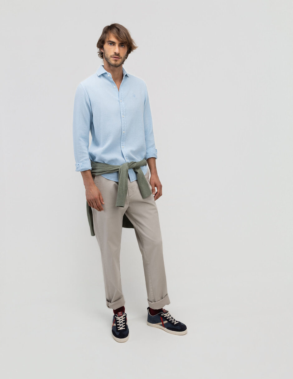 Camisa casual de algodón manga larga para hombre 4